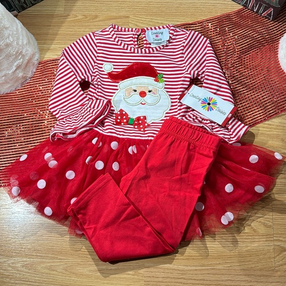 NWT Counting Daisy Christmas 2 pc outfit sz 18 mo. Santa face - Picture 1 of 6
